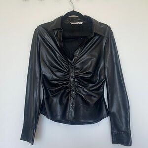Zara leather button down top